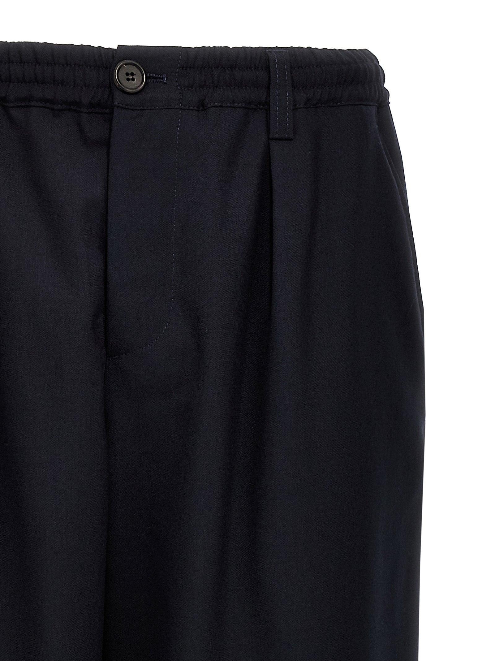 Trousers by Marni for men in virgin wool blue features a tailored silhouette with a tailored cropped, defined by its cropped and a sophisticated .