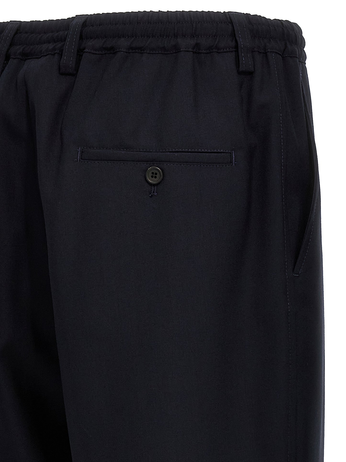 Trousers by Marni for men in virgin wool blue features a sculptural silhouette, showcasing a sculptural cropped and cropped with a sophisticated for a sculptural finish.
