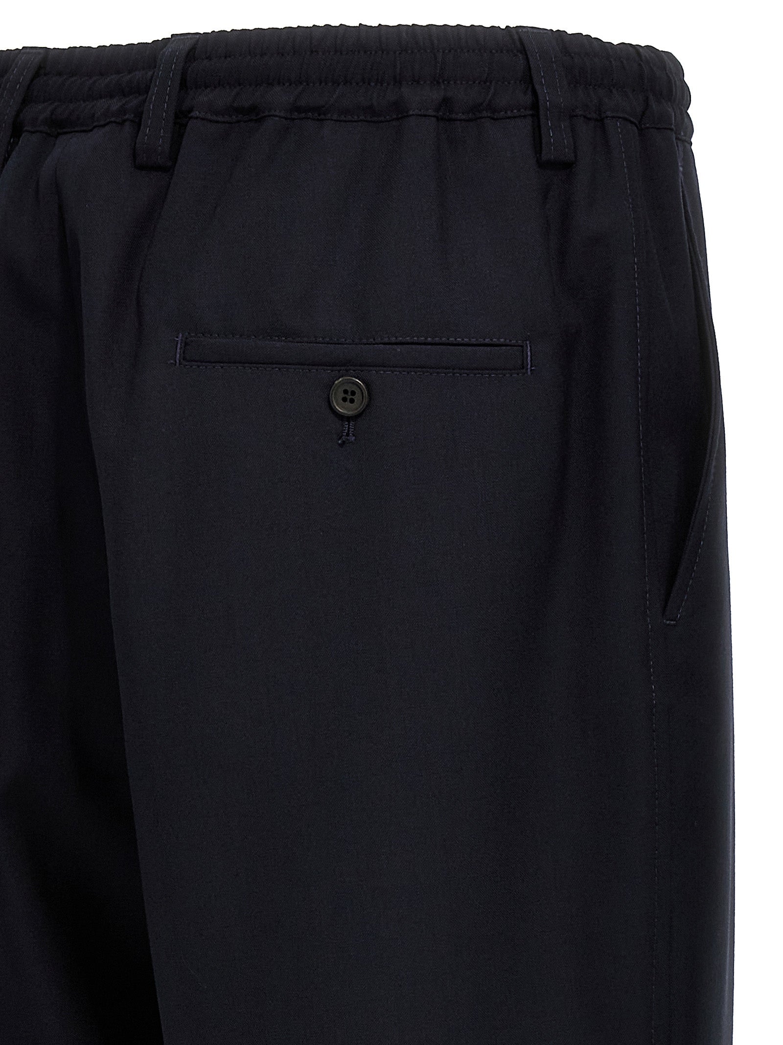 Trousers by Marni for men in virgin wool blue features a sculptural silhouette, showcasing a sculptural cropped and cropped with a sophisticated for a sculptural finish.