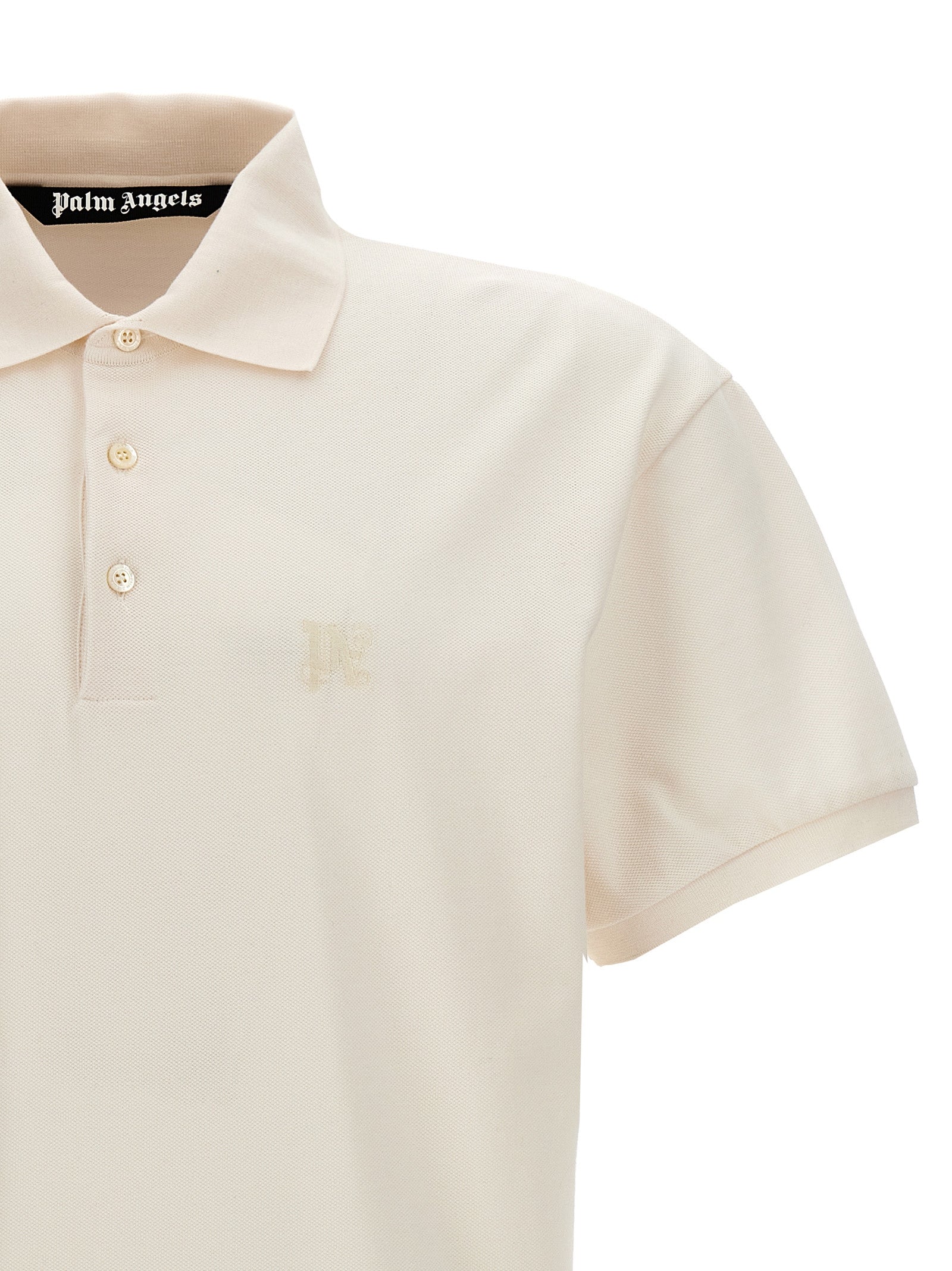 Polo Shirt by Palm Angels for men in cotton polyester white & monogram presents a distinguished silhouette, showcasing a sophisticated and distinguished for a truly distinguished finish.