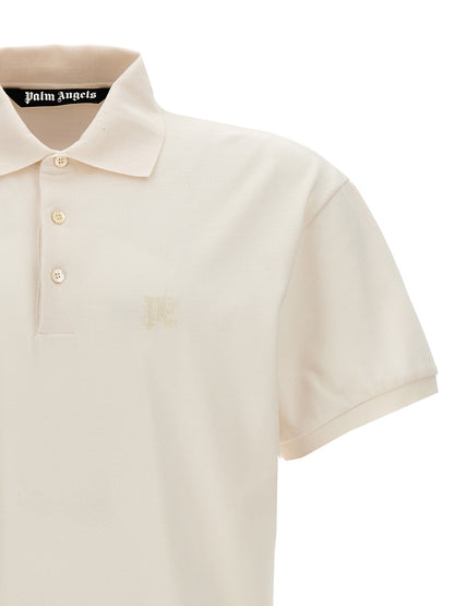 Polo Shirt by Palm Angels for men in cotton polyester white & monogram presents a distinguished silhouette, showcasing a sophisticated and distinguished for a truly distinguished finish.