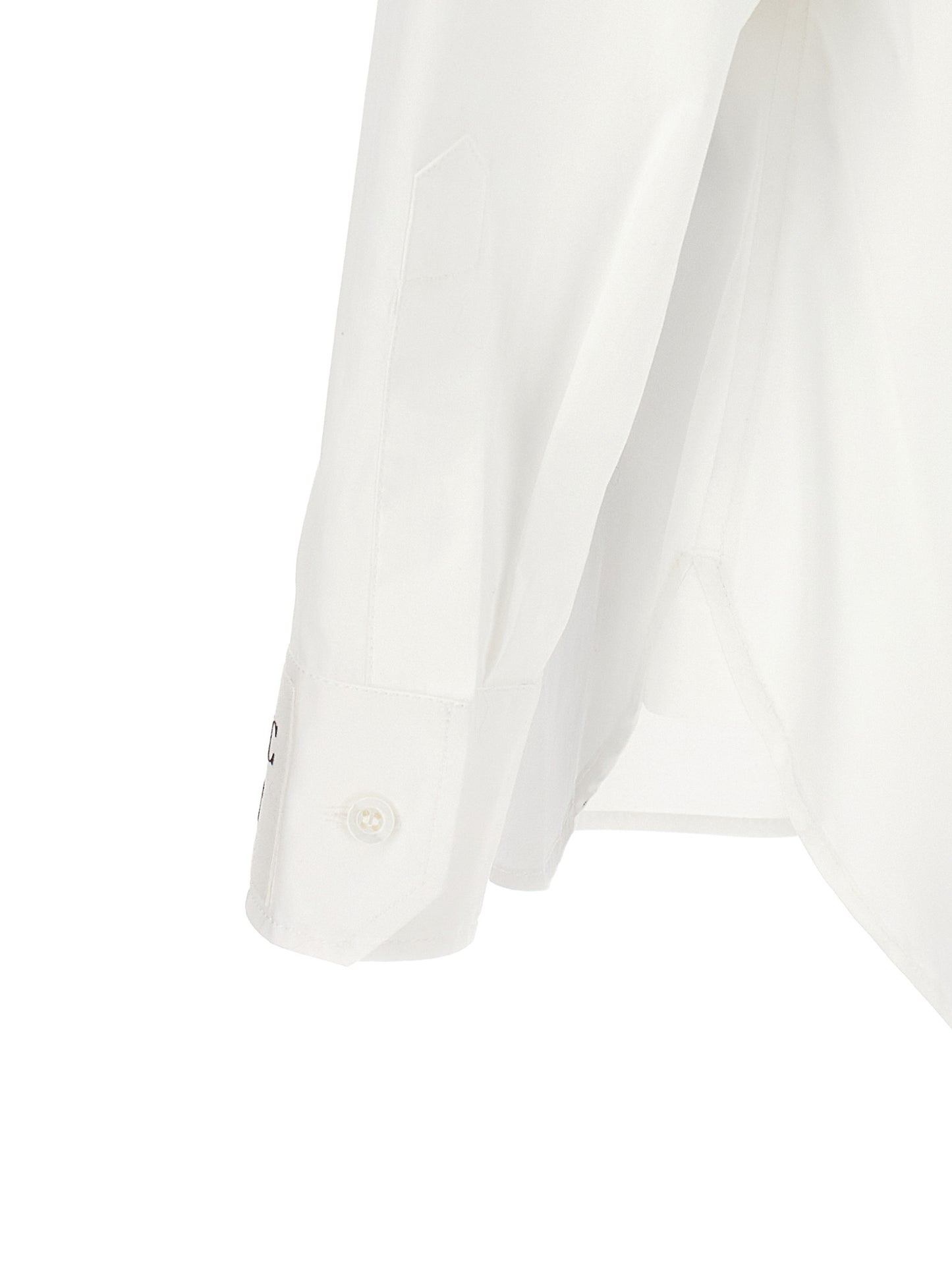 Blouse by Moschino for women in stretch cotton white showcases a sleek silhouette, elegantly detailed with a sleek and for a sleek finish.