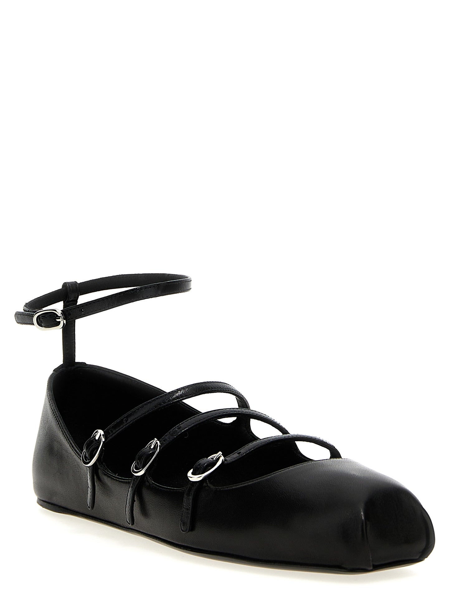 Ballet Flat Shoes by Alexander McQueen for women in calfskin leather black showcases a resplendent Women's Calfskin Leather Ballet Flat Shoes aesthetic with a and .