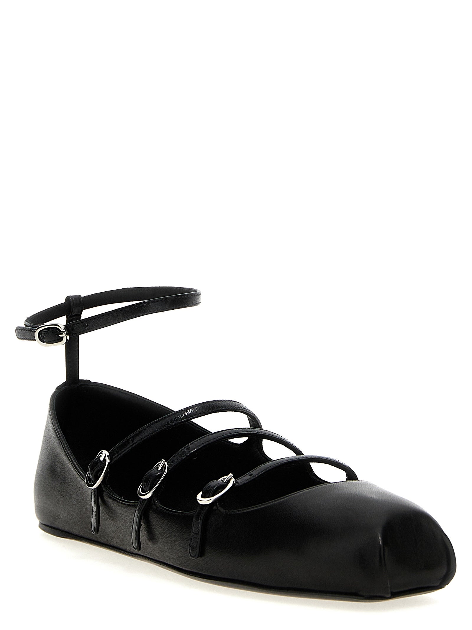 Ballet Flat Shoes by Alexander McQueen for women in calfskin leather black showcases a resplendent Women's Calfskin Leather Ballet Flat Shoes aesthetic with a and .