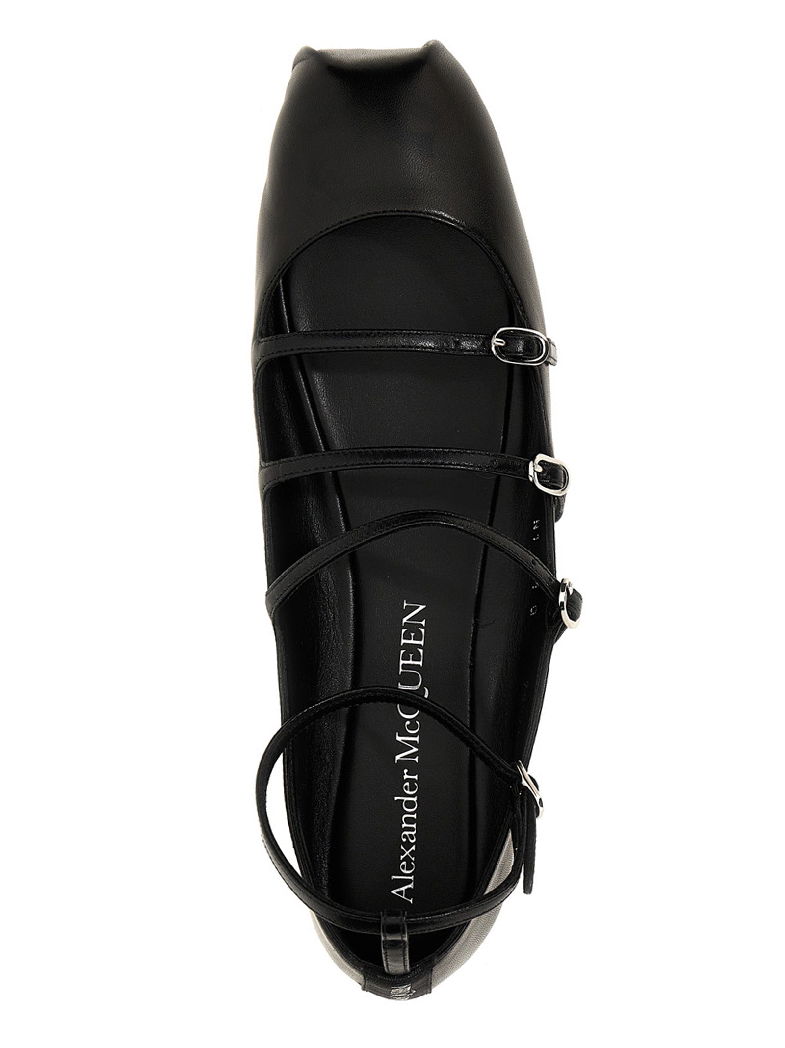Ballet Flat Shoes by Alexander McQueen for women in calfskin leather black presents a impeccable silhouette as Women's Calfskin Leather Ballet Flat Shoes, artfully designed with a and a impeccable for a refined, upscale finish.