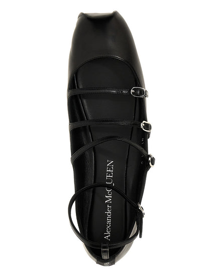 Ballet Flat Shoes by Alexander McQueen for women in calfskin leather black presents a impeccable silhouette as Women's Calfskin Leather Ballet Flat Shoes, artfully designed with a and a impeccable for a refined, upscale finish.
