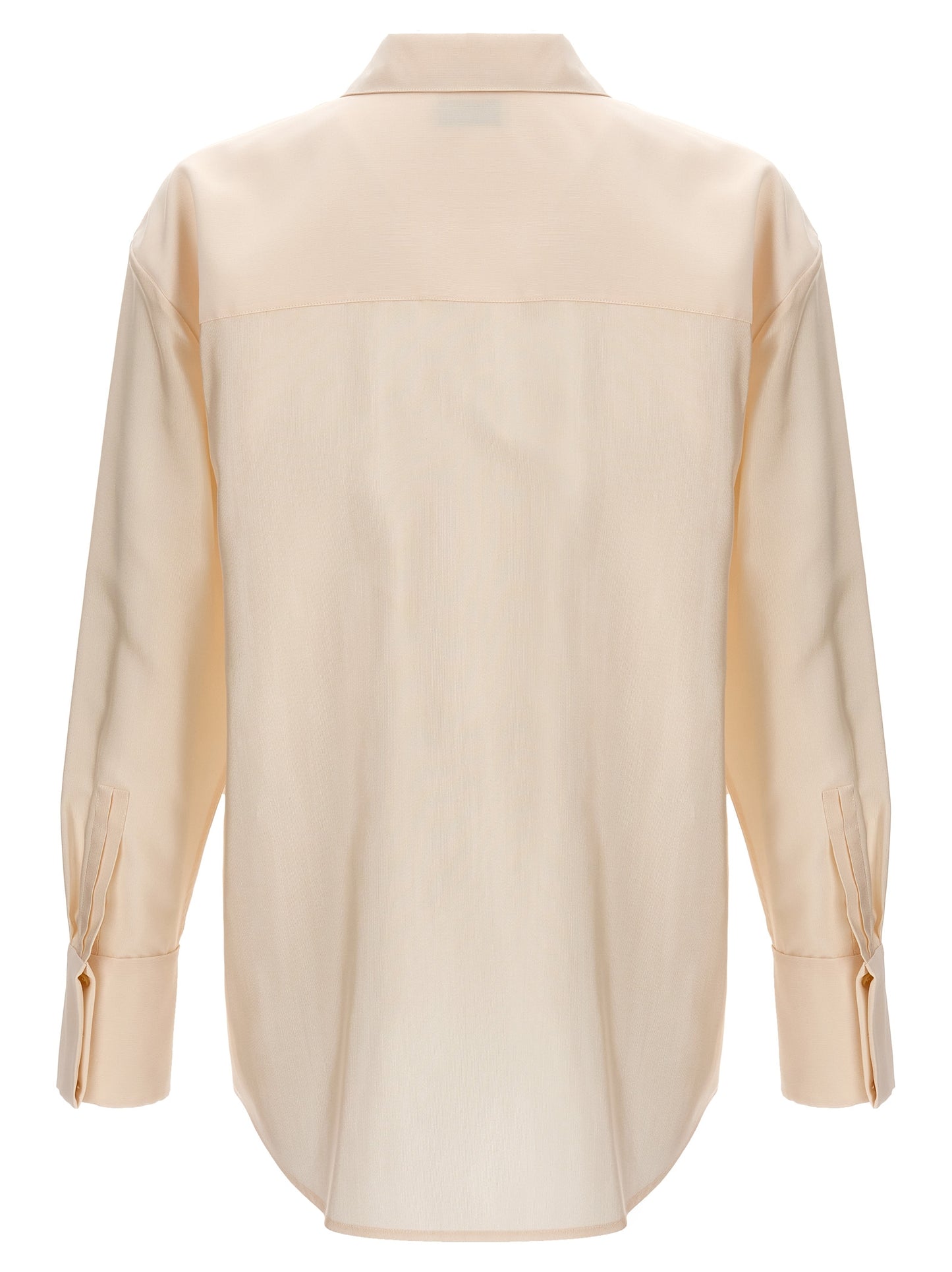 Shirt by Saint Laurent for men in wool & acetate beige features an polished silhouette, showcasing a sophisticated and detail for a truly polished finish.