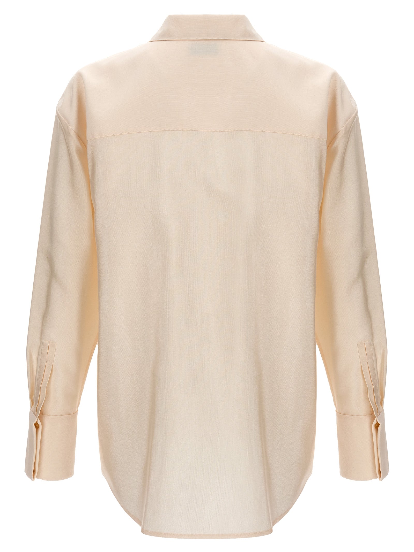 Shirt by Saint Laurent for men in wool & acetate beige features an polished silhouette, showcasing a sophisticated and detail for a truly polished finish.