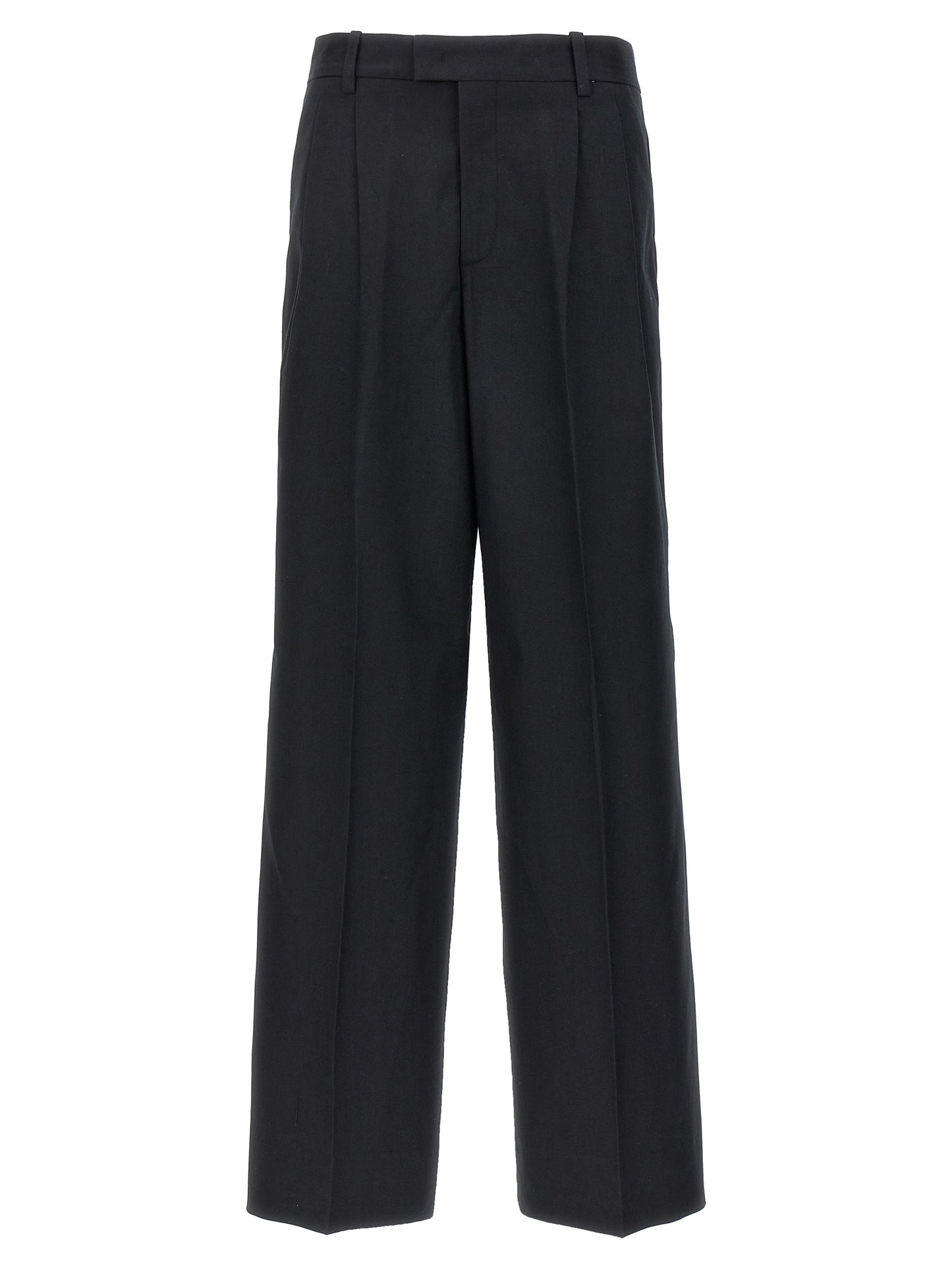 Palazzo Pants by Armarium for women in linen & cotton black features a polished silhouette with a polished wide, reaching a polished long and finished with a polished high rise.