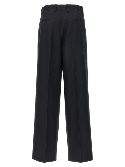 Palazzo Pants by Armarium for women in linen & cotton black presents a tailored silhouette, showcasing a tailored wide and long cut with a refined high rise for a truly tailored aesthetic.
