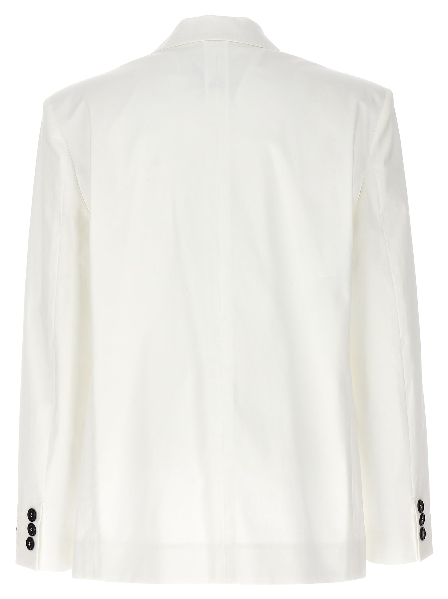 Blazer by Moschino for women in stretch cotton white features an crisp silhouette with sophisticated and a crisp for a truly crisp finish.