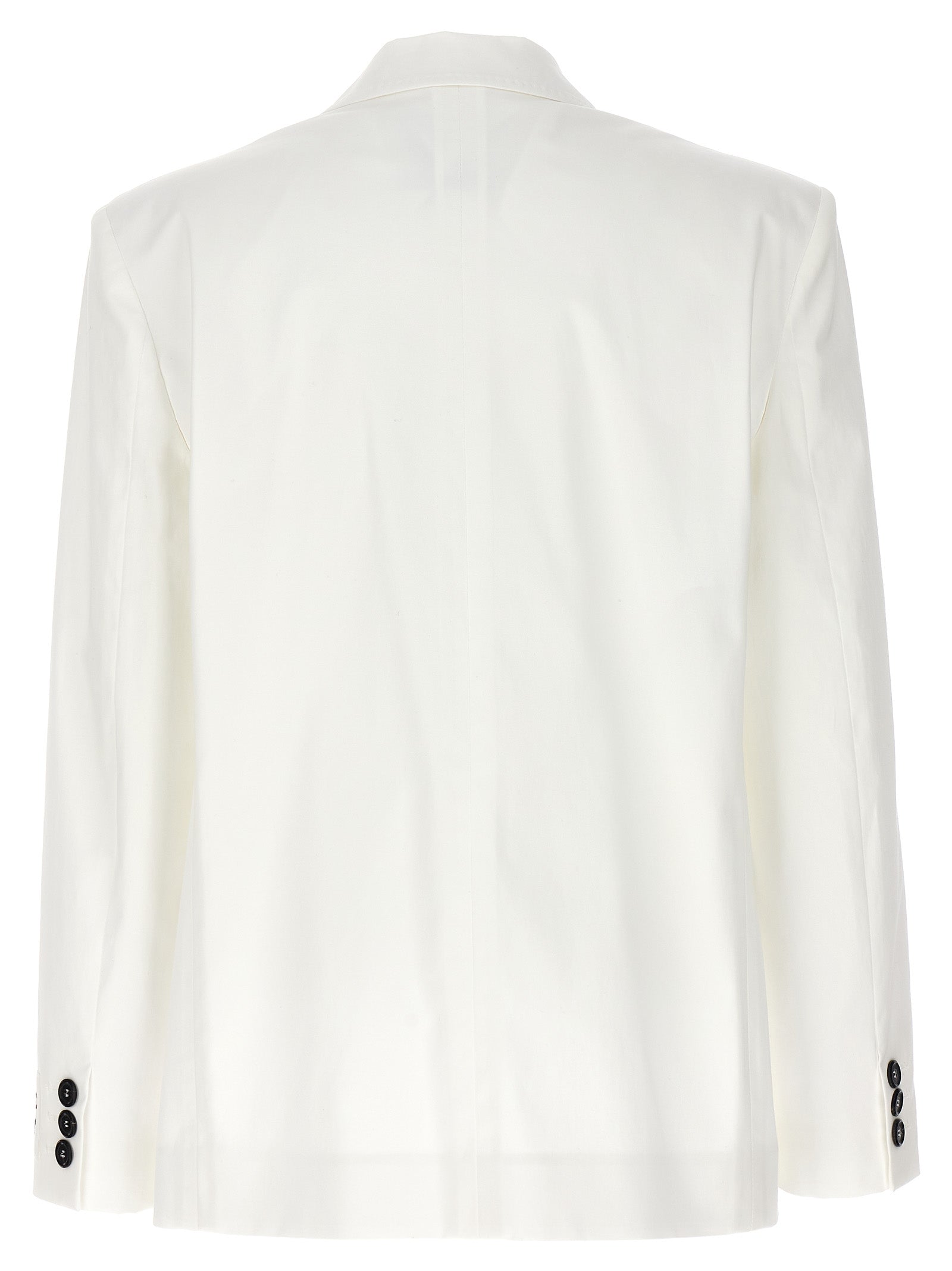 Blazer by Moschino for women in stretch cotton white features an crisp silhouette with sophisticated and a crisp for a truly crisp finish.