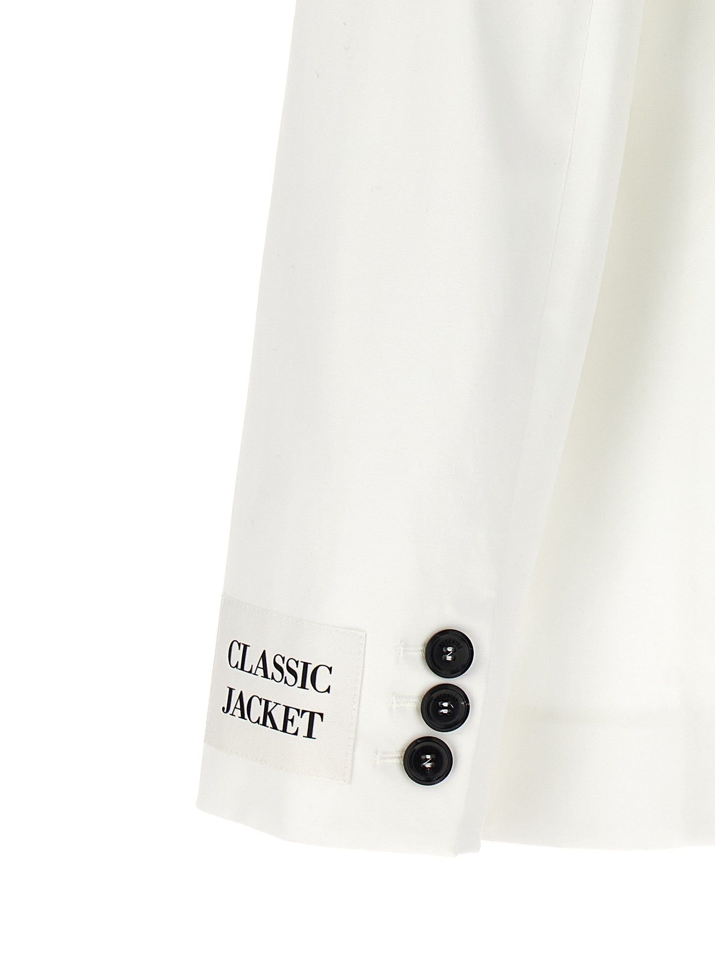 Blazer by Moschino for women in stretch cotton white showcases a discerning silhouette, elegantly detailed with a sophisticated and premium for a truly discerning finish.