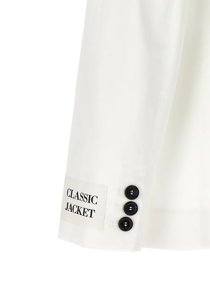 Blazer by Moschino for women in stretch cotton white showcases a discerning silhouette, elegantly detailed with a sophisticated and premium for a truly discerning finish.