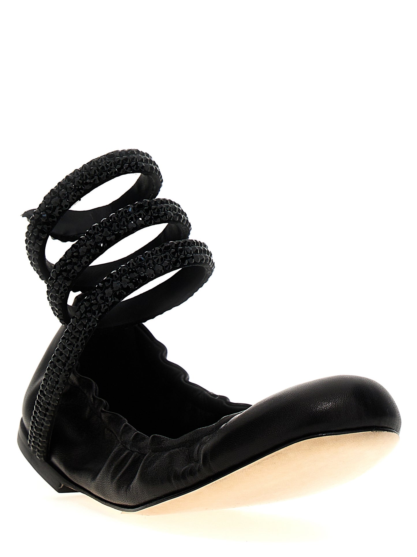 Ballet Flat Shoes by RENE CAOVILLA for women in lamb leather black presents a impeccable silhouette as Women's Lamb Leather Ballet Flat Shoes, artfully designed with a and a impeccable for a refined, upscale finish.