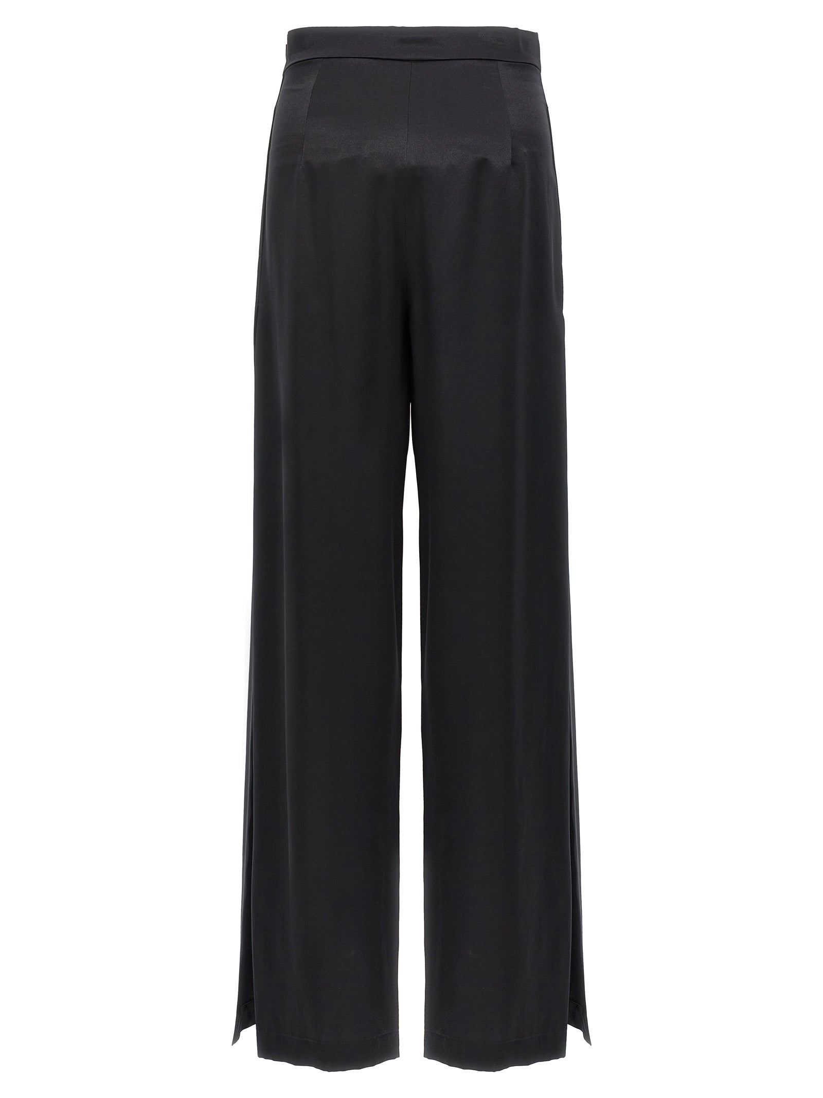 Casual Pants by Max Mara for women in silk black features an sartorial and long with a cut for a sartorial finish.