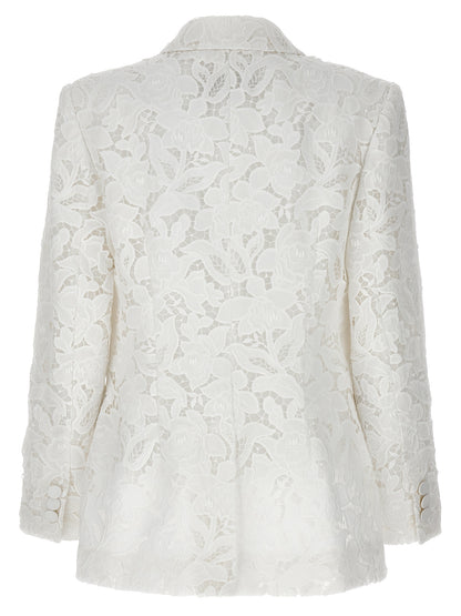 This Blazer by Zimmermann for women in polyester white presents a tailored silhouette, meticulously tailored with a tailored and distinctive for a tailored finish.