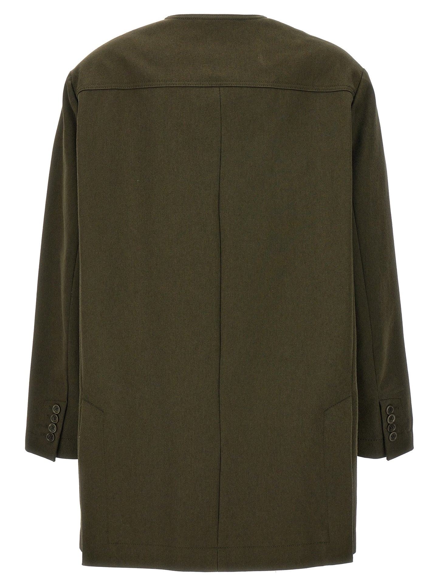 Overcoat by Max Mara for women in cotton bicolour & green features a contemporary silhouette showcasing a contemporary crew neckline and refined pockets for a sophisticated finish.