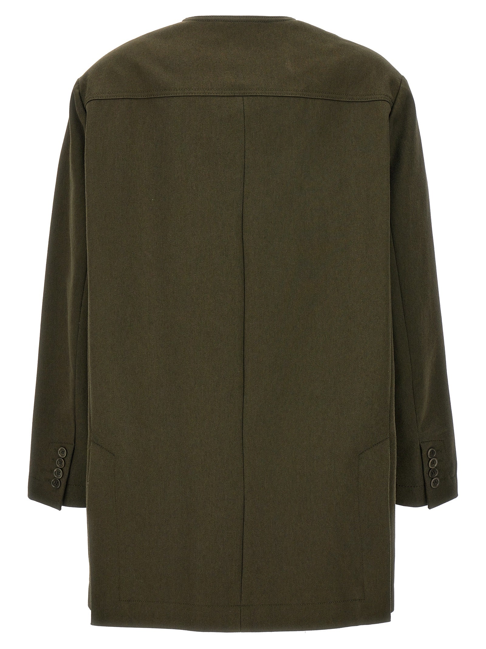 Overcoat by Max Mara for women in cotton bicolour & green features a contemporary silhouette showcasing a contemporary crew neckline and refined pockets for a sophisticated finish.