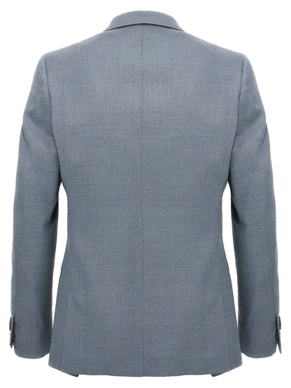 Blazer by MAURIZIO MIRI for men in nylon silk & wool light-blue presents a distinguished silhouette, detailed with a distinguished and distinctive for a truly sophisticated finish.