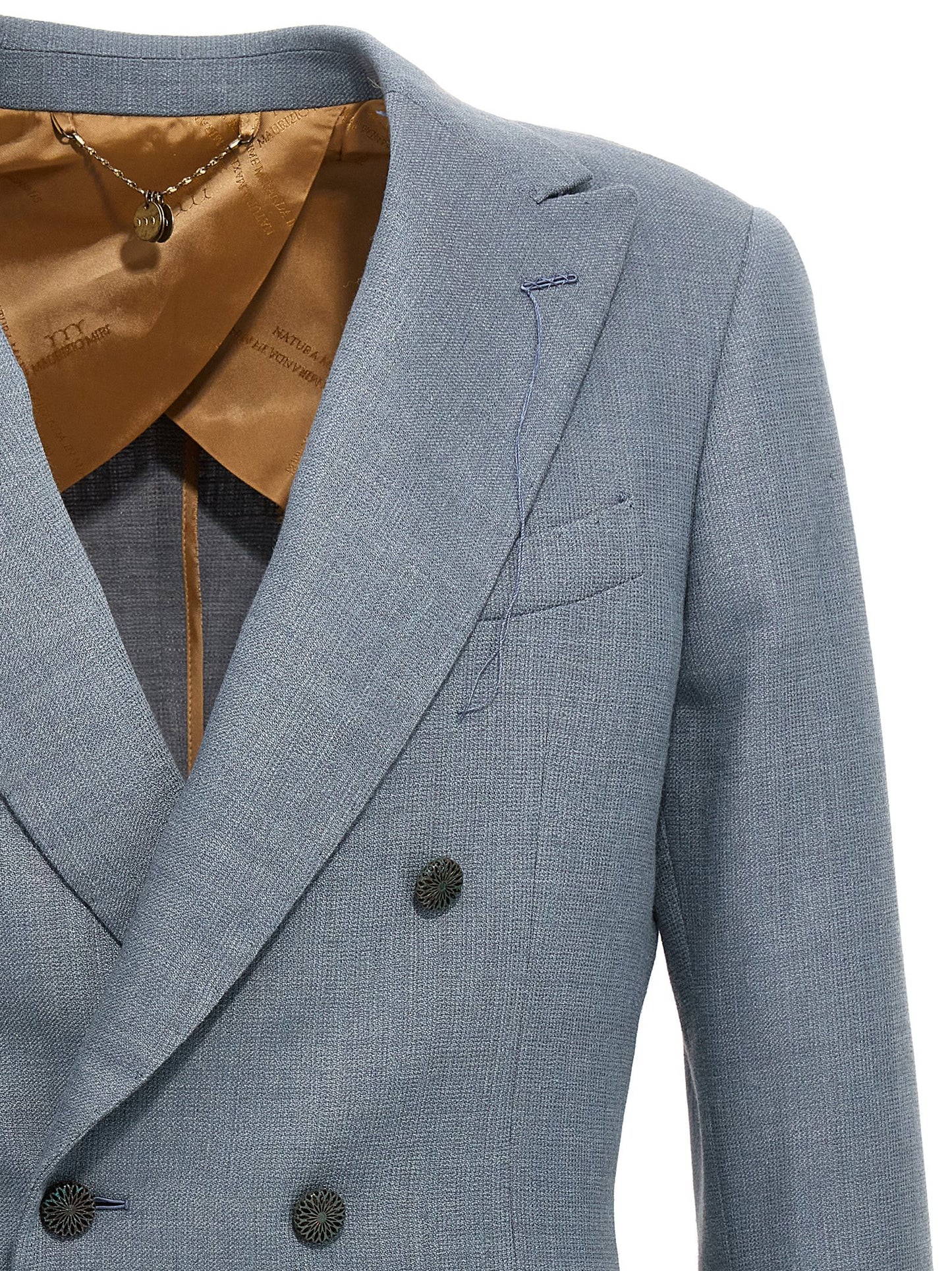 Blazer by MAURIZIO MIRI for men in nylon silk & wool light-blue features an stylish silhouette, showcasing a sophisticated and stylish for a truly stylish finish.