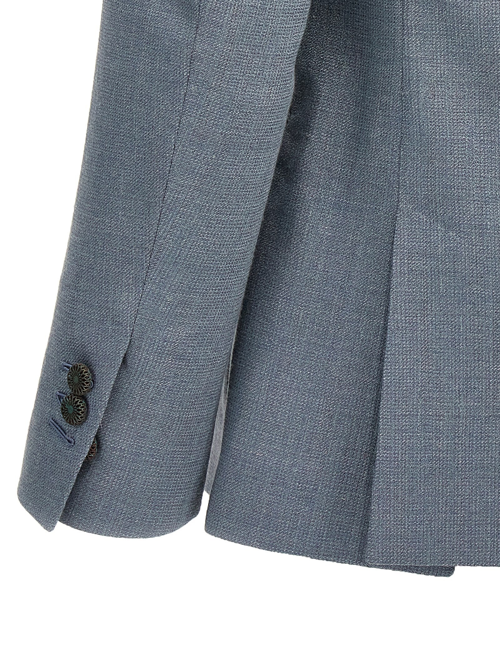 Blazer by MAURIZIO MIRI for men in nylon silk & wool light-blue features an crisp silhouette with sophisticated and a crisp for a truly crisp finish.