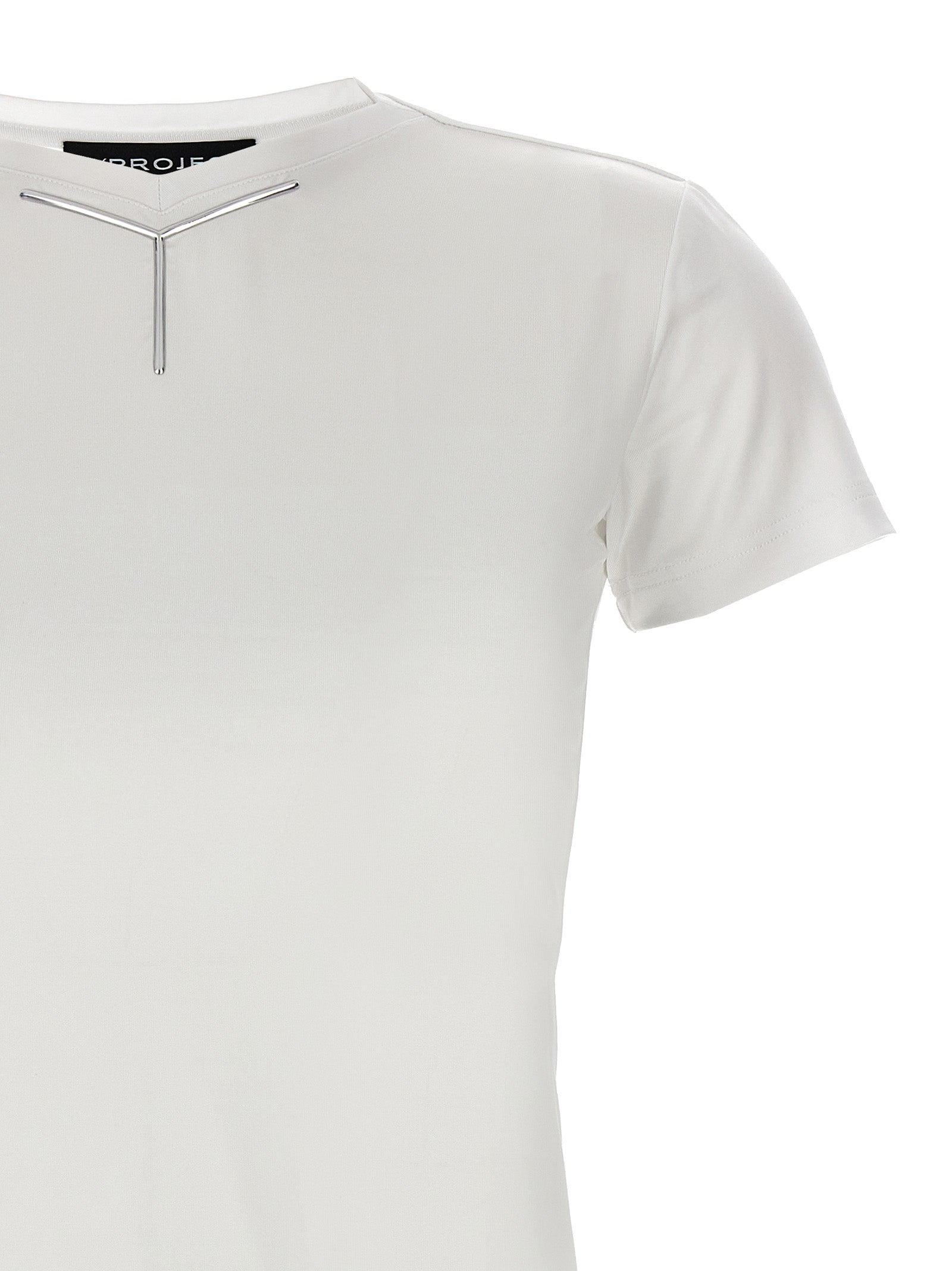 T-Shirt by Y/PROJECT for women in stretch viscose white features an edgy silhouette, meticulously detailed with a sophisticated and crew neckline for a truly edgy finish.