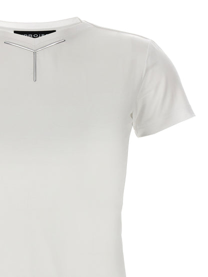 T-Shirt by Y/PROJECT for women in stretch viscose white features an edgy silhouette, meticulously detailed with a sophisticated and crew neckline for a truly edgy finish.