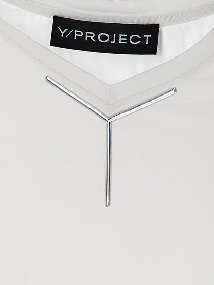 T-Shirt by Y/PROJECT for women in stretch viscose white showcases a fashionable silhouette, elegantly detailed with a fashionable and for a sophisticated, high-fashion look.