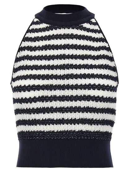 T-Shirt by ANTONINO VALENTI for women in stretch polyamide cotton multicolor & striped showcases a unassuming silhouette, artfully detailed with a refined and unassuming sleeveless for a sophisticated, contemporary look.