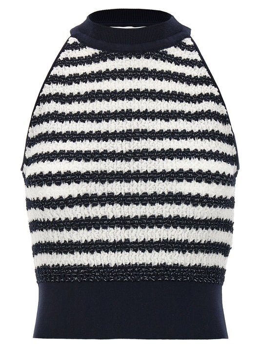 T-Shirt by ANTONINO VALENTI for women in stretch polyamide cotton multicolor & striped showcases a unassuming silhouette, artfully detailed with a refined and unassuming sleeveless for a sophisticated, contemporary look.