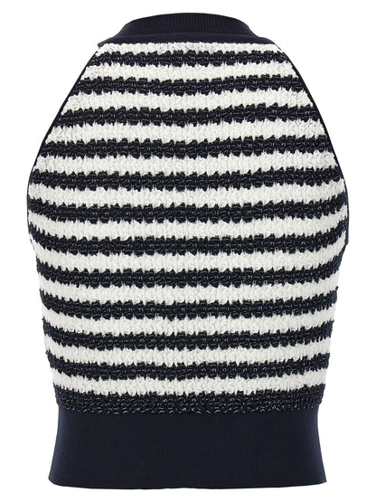 T-Shirt by ANTONINO VALENTI for women in stretch polyamide cotton multicolor & striped showcases a fashionable silhouette, elegantly detailed with a fashionable and for a sophisticated, high-fashion look.