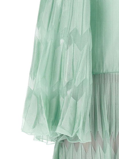 Dress by ANTONINO VALENTI for women in viscose silk & polyamide bicolour, green, patterned & jacquard features an sultry silhouette defined by a and , falling to an sultry long for a sultry look.