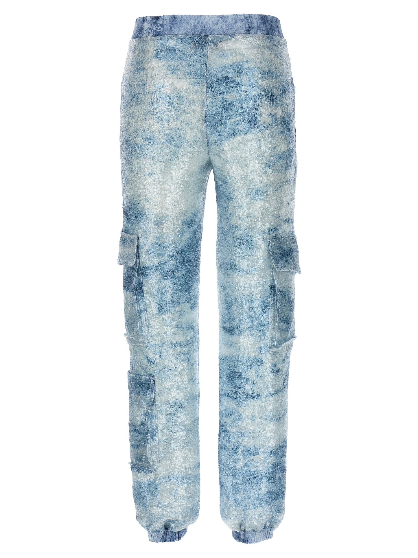 Cargo Pants by LE TWINS for women in polyester & sequins light-blue, camouflage & print features a architectural with a architectural long and architectural .