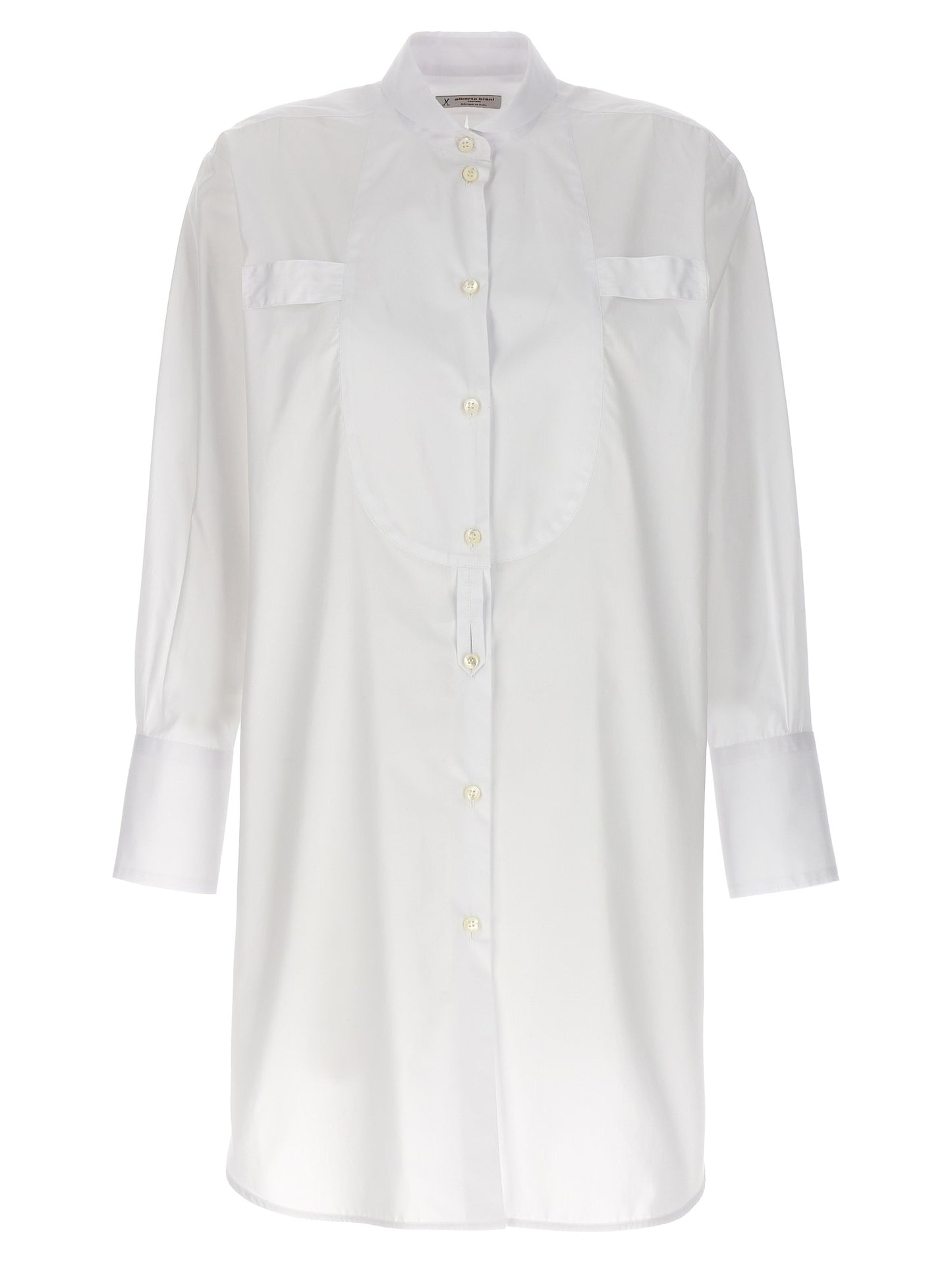 Blouse by Alberto Biani for women in cotton white features an architectural silhouette with a refined and elegant for a architectural look.