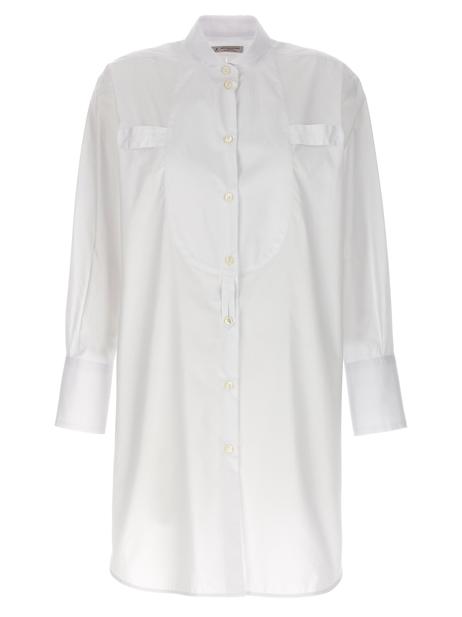 Blouse by Alberto Biani for women in cotton white features an architectural silhouette with a refined and elegant for a architectural look.