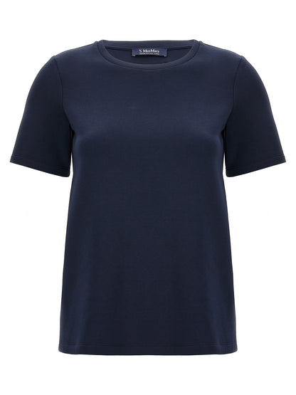 T-Shirt by S Max Mara for women in stretch polyester cotton blue features an on trend silhouette, perfectly showcasing a on trend short-sleeve and for an elevated aesthetic.