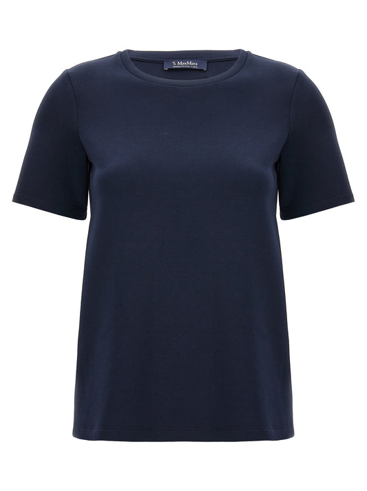 T-Shirt by S Max Mara for women in stretch polyester cotton blue features an on trend silhouette, perfectly showcasing a on trend short-sleeve and for an elevated aesthetic.