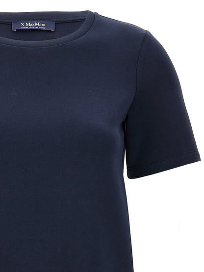T-Shirt by S Max Mara for women in stretch polyester cotton blue showcases a chic silhouette, artfully detailed with a chic and for a chic finish.