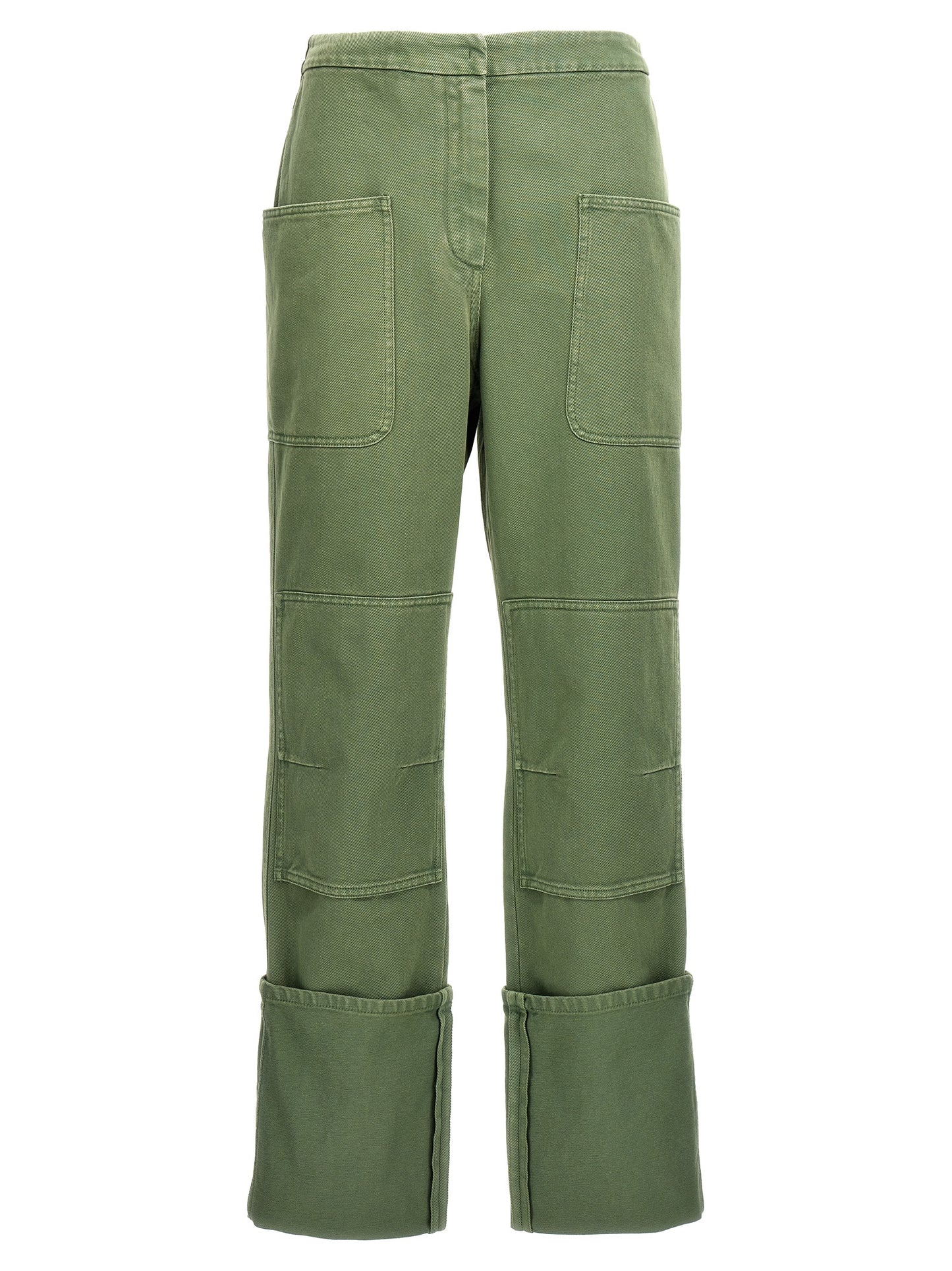 Trousers by Max Mara for women in cotton bicolour & green features a sculptural silhouette, showcasing a sculptural and long with a sophisticated for a sculptural finish.