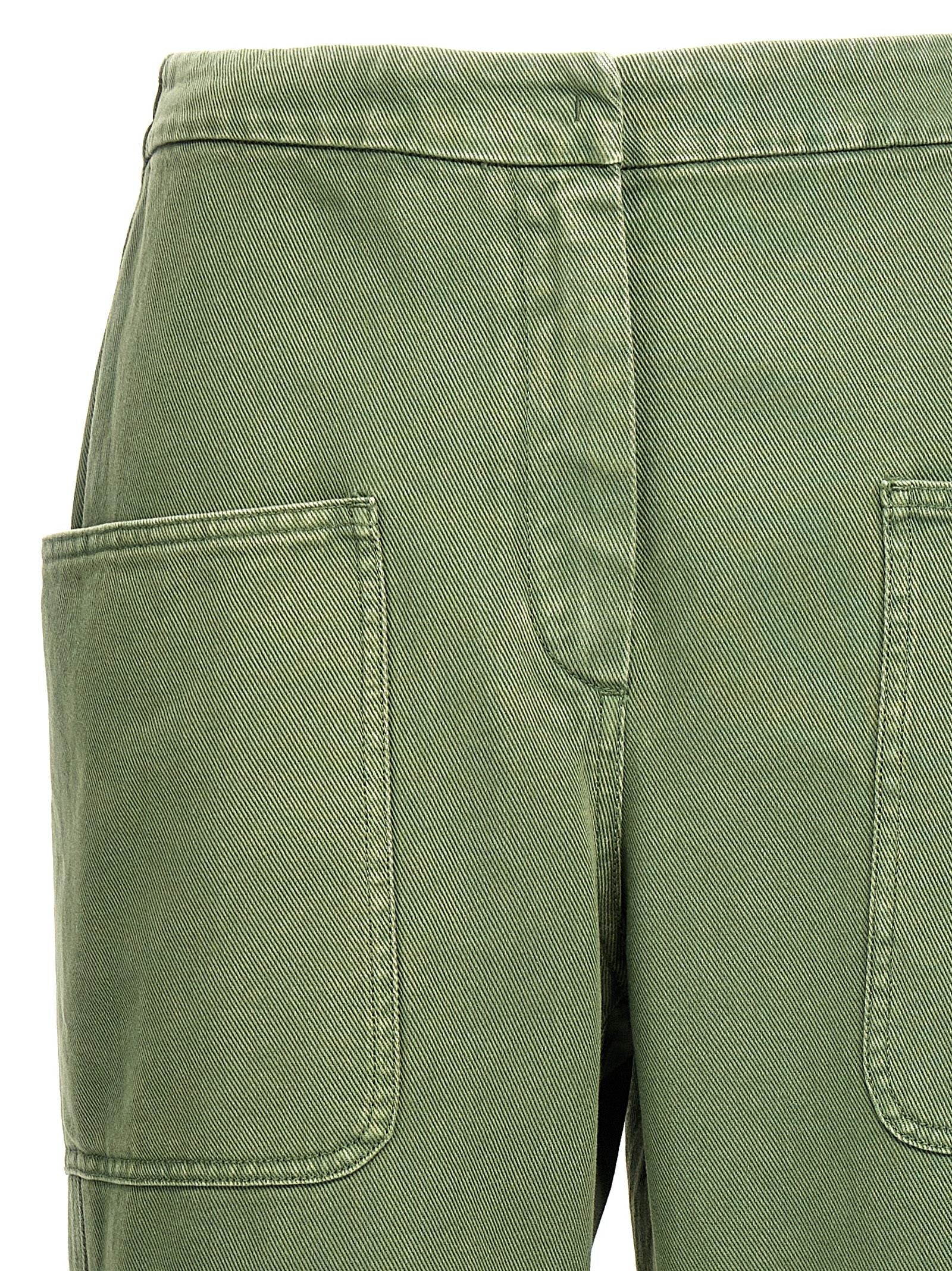 Trousers by Max Mara for women in cotton bicolour & green features an on trend silhouette, showcasing a sophisticated with a long and for an on trend finish.