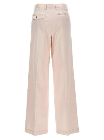 Casual Pants by CELLAR DOOR for women in stretch viscose cotton multicolor & pink features an sartorial wide and long with a cut for a sartorial finish.