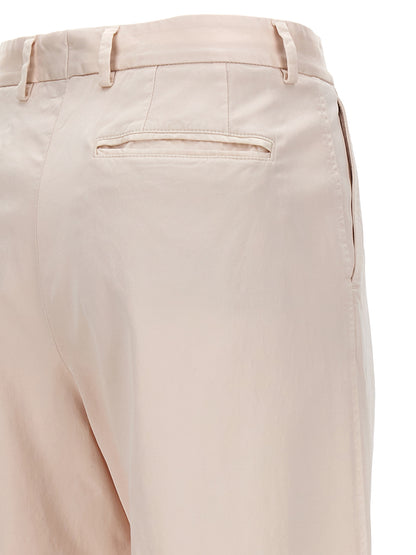 Casual Pants by CELLAR DOOR for women in stretch viscose cotton multicolor & pink presents a tailored silhouette, showcasing a tailored wide and long cut with a refined for a truly tailored aesthetic.