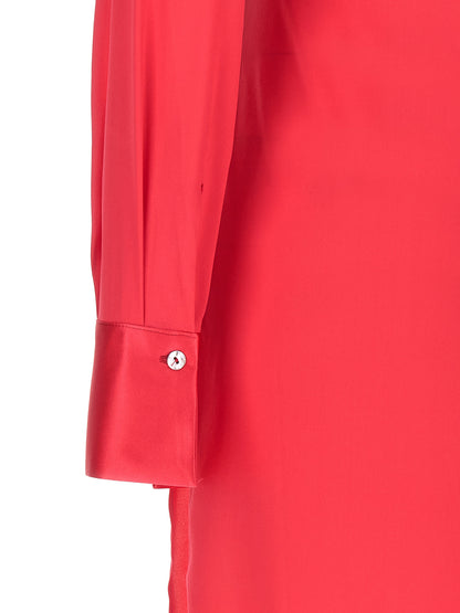 Dress by LE TWINS for women in silk fuchsia features an cute silhouette, detailed with a and that elegantly flows into a cute maxi long.