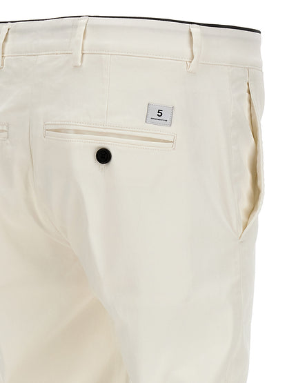Casual Pants by Department 5 for men in stretch cotton white presents a tailored silhouette, showcasing a tailored and long cut with a refined for a truly tailored aesthetic.