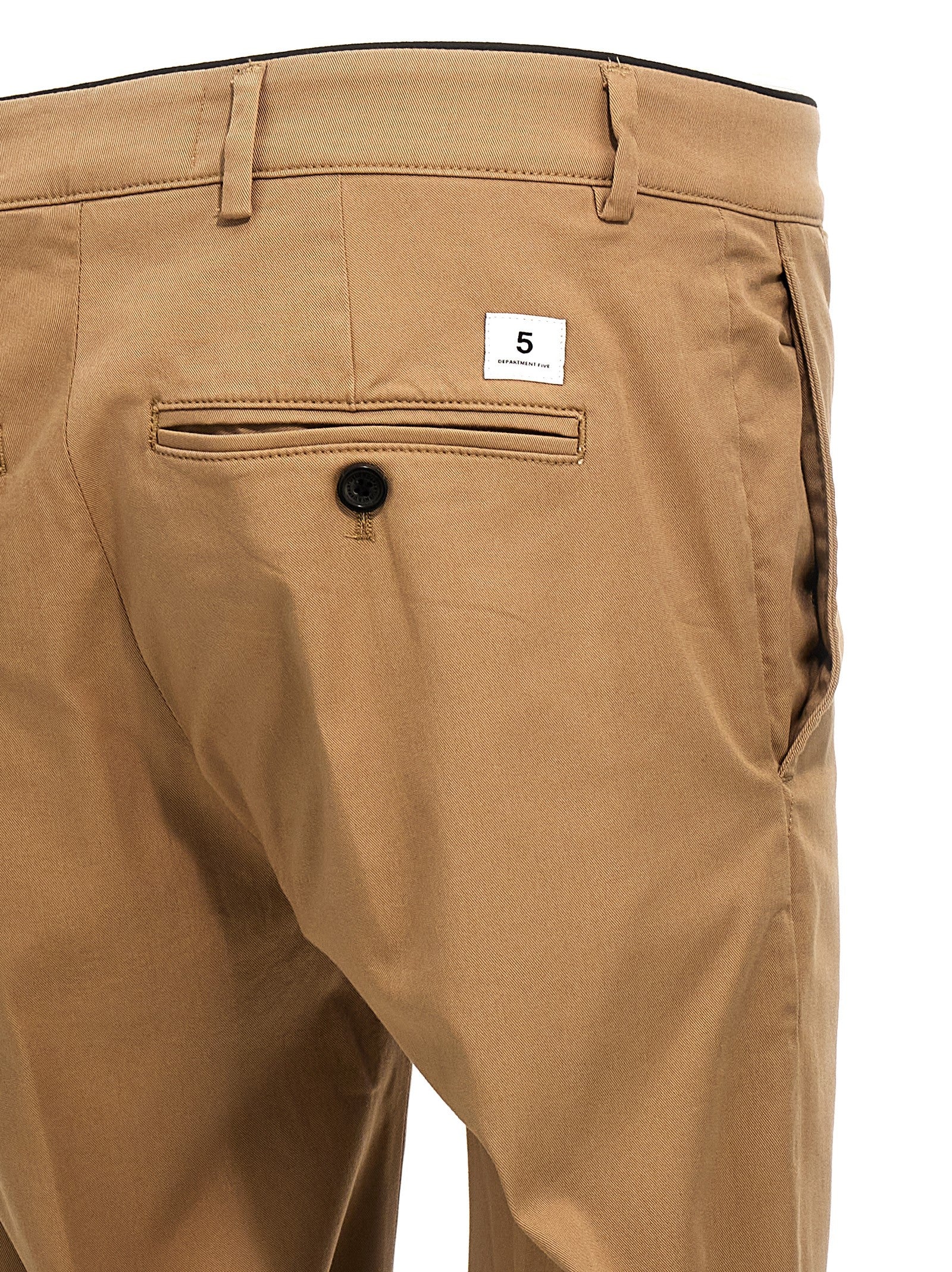 Casual Pants by Department 5 for men in stretch cotton beige features a polished silhouette with a polished relaxed-fit, reaching a polished long and finished with a polished .