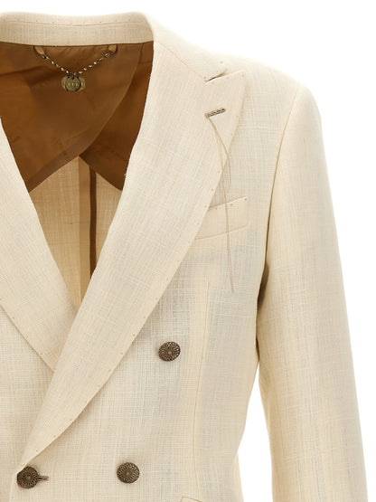 This Blazer by MAURIZIO MIRI for men in nylon silk & wool white presents a tailored silhouette, meticulously tailored with a tailored and distinctive for a tailored finish.
