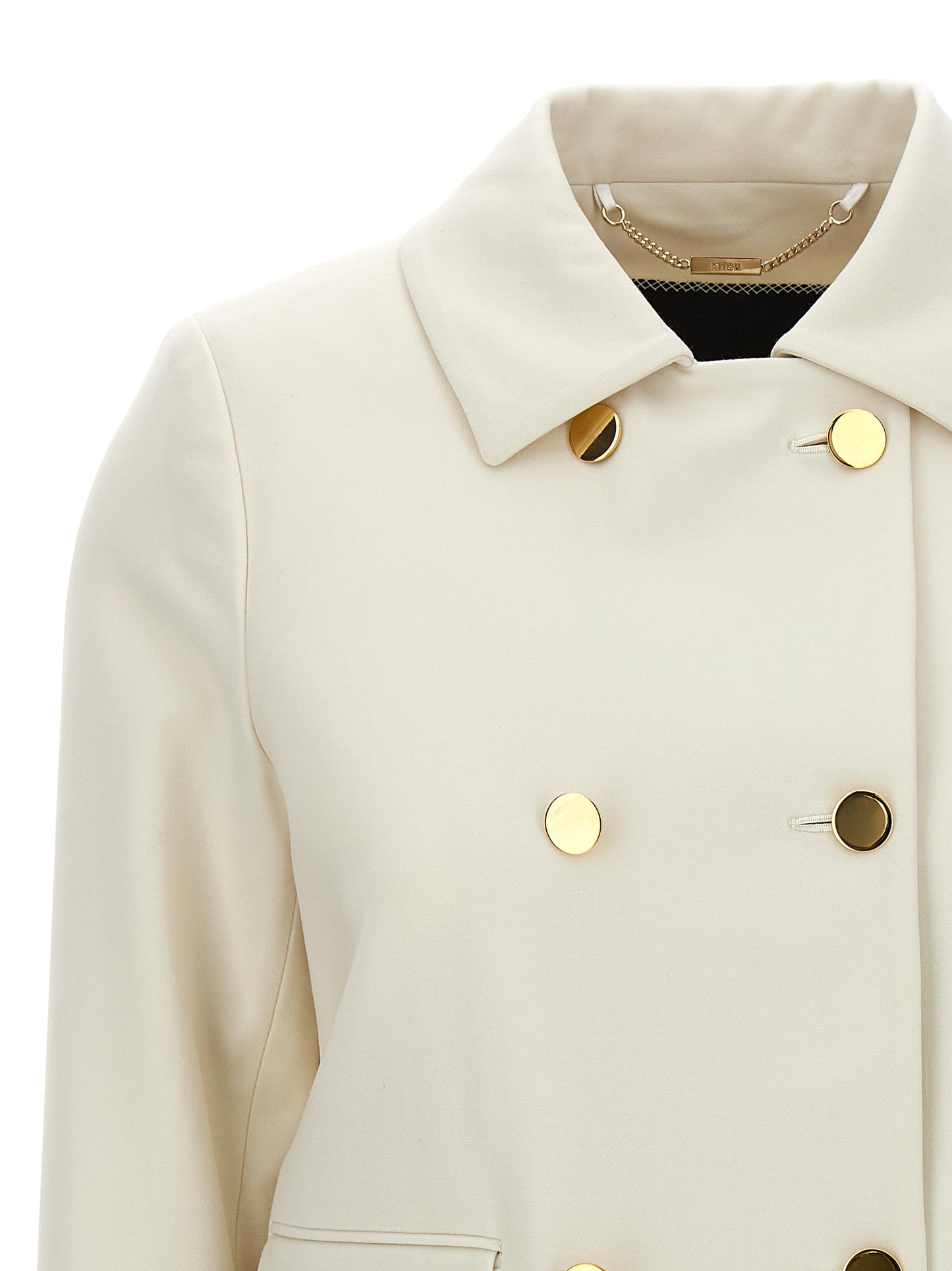 Overcoat by Kiton for women in virgin wool white features a contemporary silhouette showcasing a contemporary and refined pockets for a sophisticated finish.