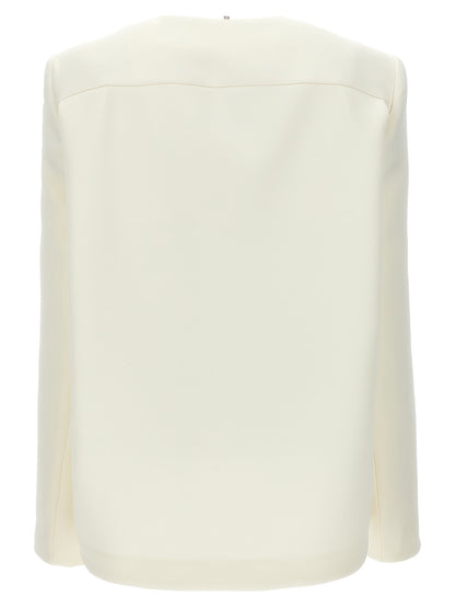 Overcoat by Sportmax for women in polyester white features an voluminous silhouette, showcasing distinct and a voluminous for a truly voluminous aesthetic.