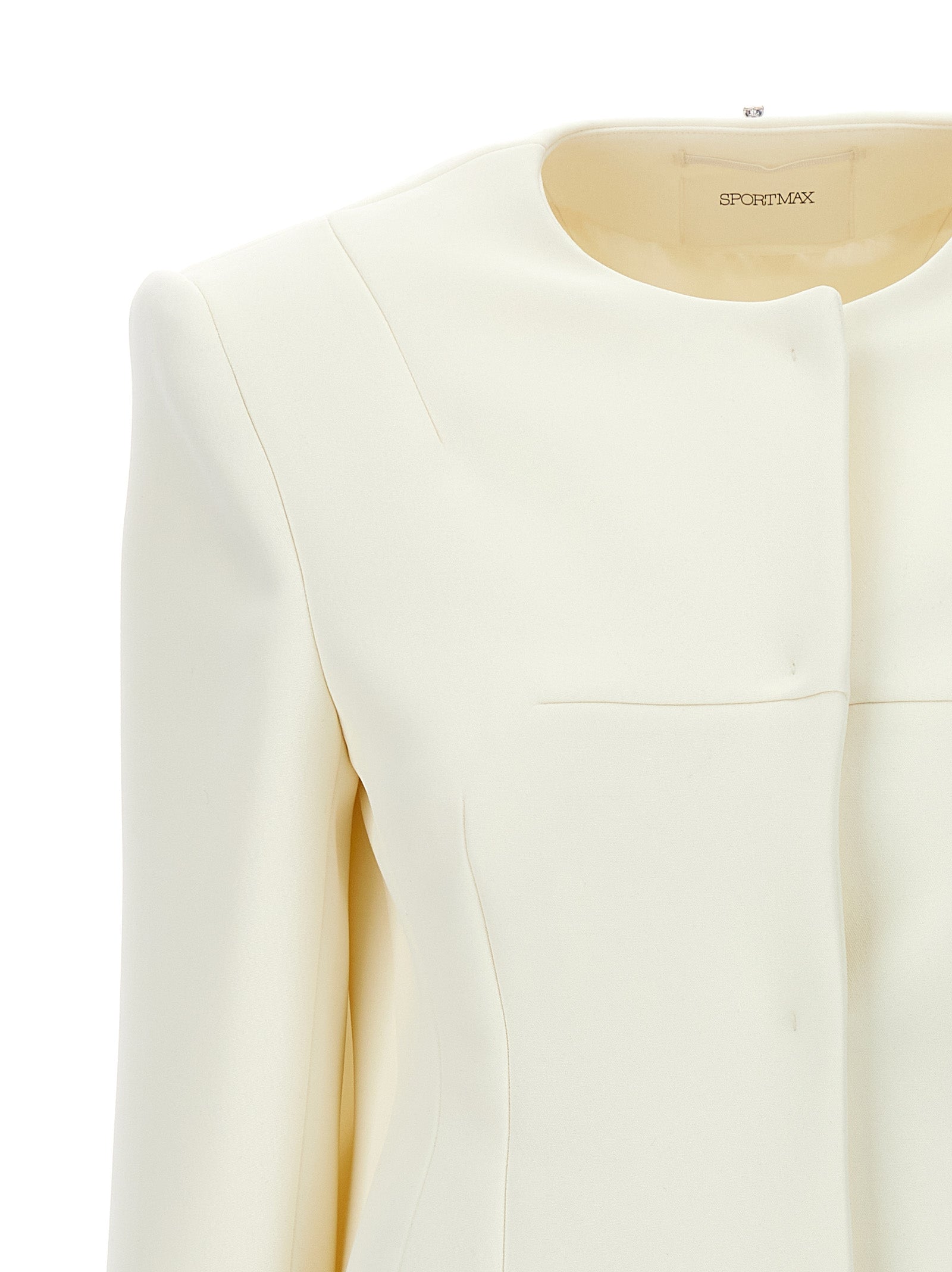 Overcoat by Sportmax for women in polyester white features a contemporary silhouette showcasing a contemporary and refined for a sophisticated finish.